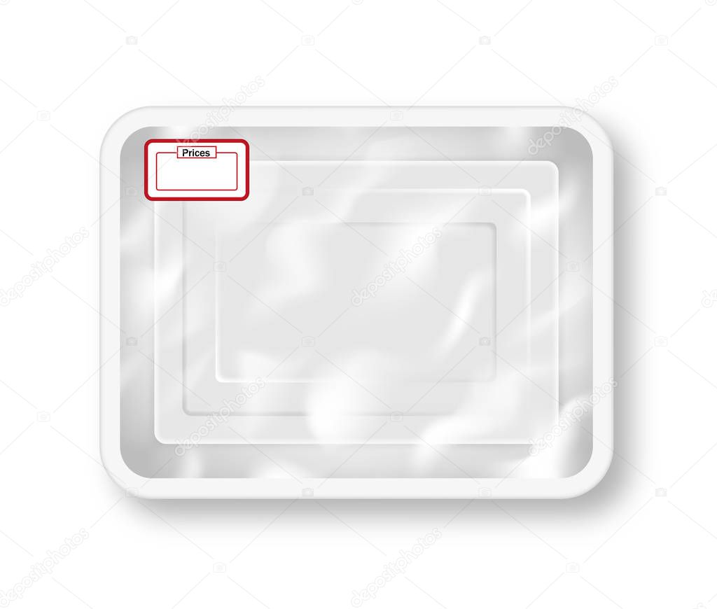 White empty plastic container for food