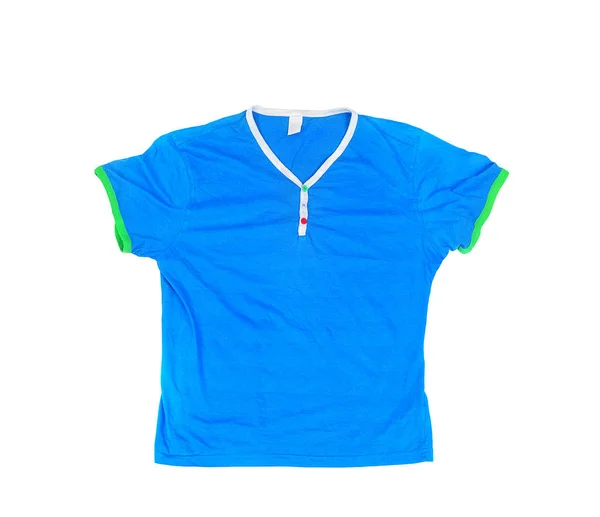 T-shirt blanc bleu sur fond blanc isolé — Photo