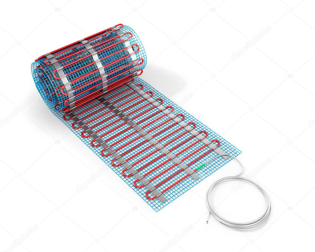 Heating mat on a white background. 3D illustration