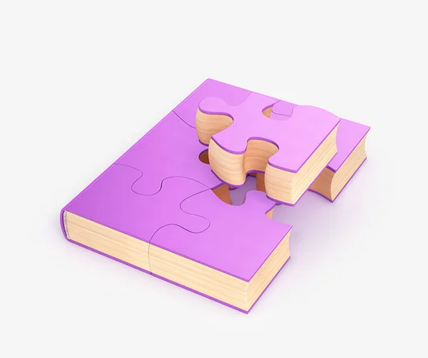 Book, a learning concept, a book from a puzzle. 3d illustration — Stock Photo, Image