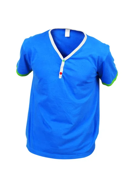 Holle blauw T-shirt op een witte achtergrond — Stockfoto