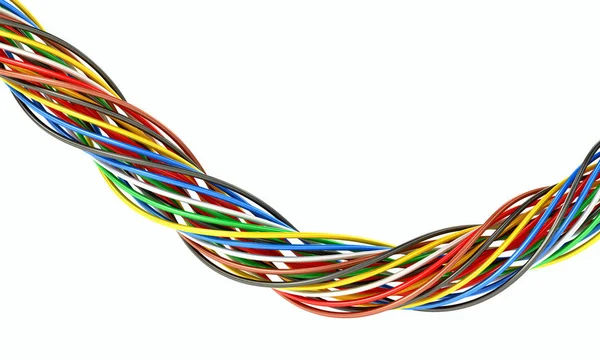 A bunch of multi-colored electric wires. 3D illustration — Stock Photo, Image