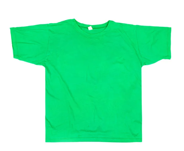 T-shirt blanc vert sur fond blanc — Photo