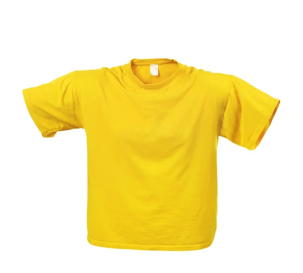 T-shirt creux jaune sur fond blanc — Photo