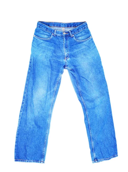 Prázdné modré džíny izolovaných na bílém pozadí — Stock fotografie