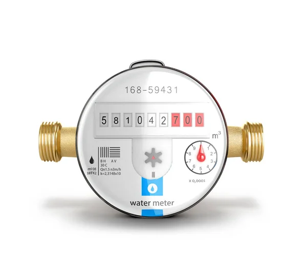 Water meter isolated on white background. 3D illustration — Stock Photo, Image
