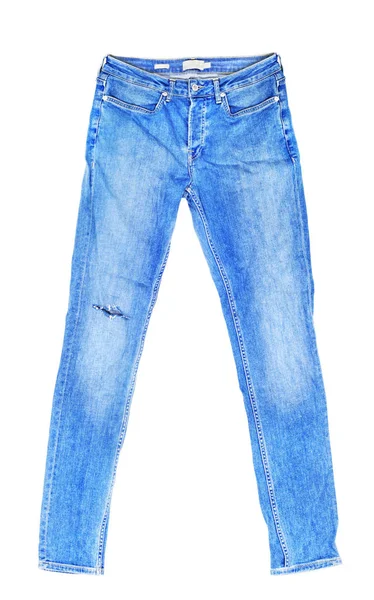 Leere blaue Jeans isoliert auf weißem Hintergrund — Stockfoto