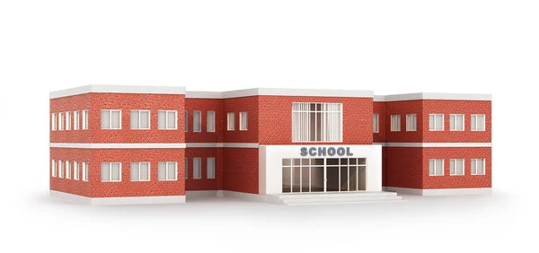 Skolan, isolerad på vit bakgrund. 3D illustration — Stockfoto