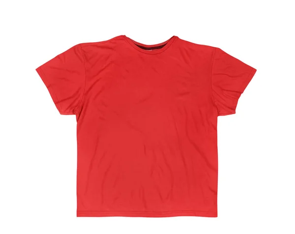 Beyaz bir arka plan üzerinde boş kırmızı T-shirt — Stok fotoğraf