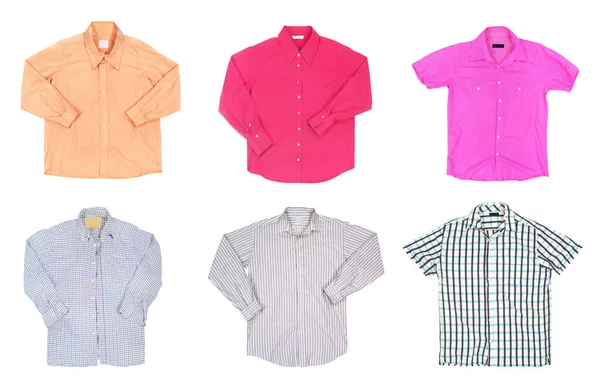 Conjunto de camisas aisladas sobre fondo blanco — Foto de Stock