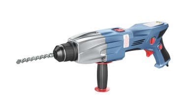 Beyaz bir arka plan üzerinde döner çekiç matkap makinesi yalıtım. Con