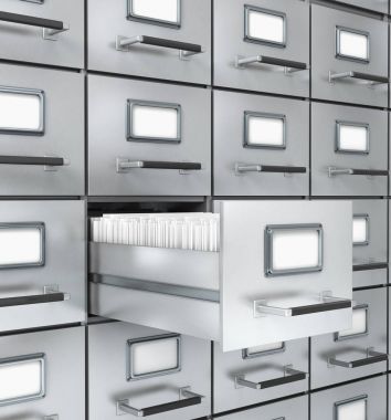 Arşiv belgeleri ile kutuları. 3D render