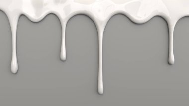 beyaz süt gri arka plan üzerine dökülen 3D çizimi