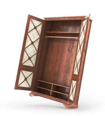 vintage gardırop izole 3d çizim,