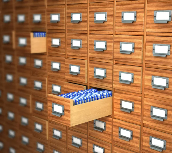 Archive of wooden boxes is closed and open. 3d illustration — Stock Photo, Image