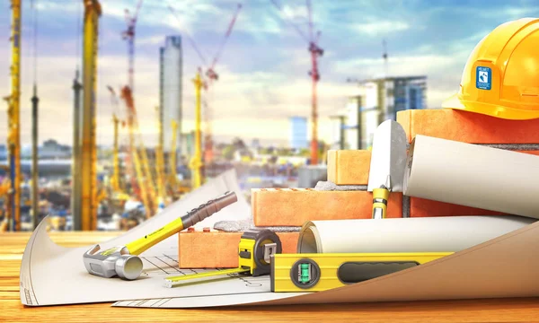 İnşaat kavramı. İnşaat sürecinde tuğla duvar parçası