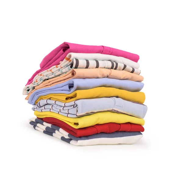 Stack of clothing in row isolated — Stock Photo, Image