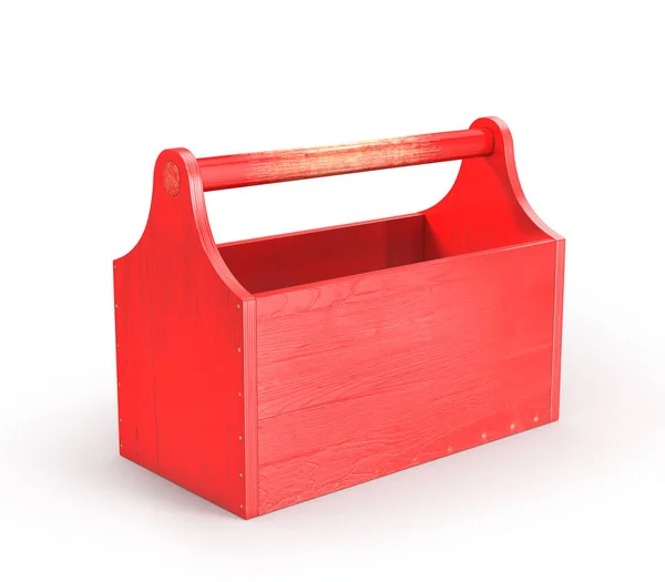 Boîte à outils vide rouge sur fond blanc. Illustration 3d — Photo