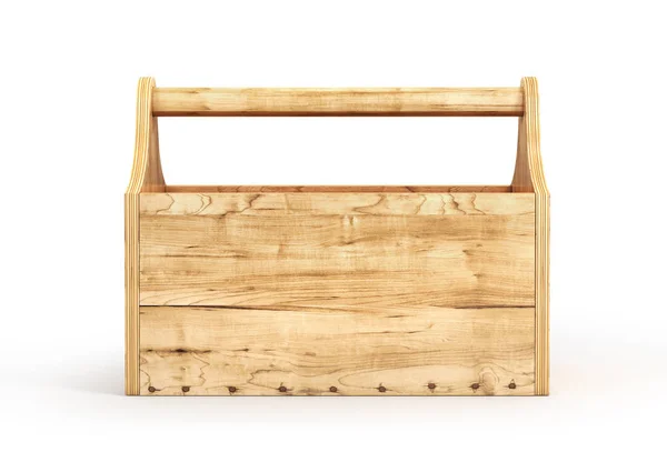Lege hout toolbox op een witte achtergrond. 3D illustratie — Stockfoto