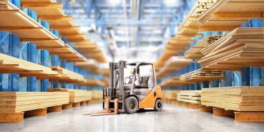 Ahşap inşaat için çeşitli ambar ve onarma. Teslimat kavramı. 3D çizim