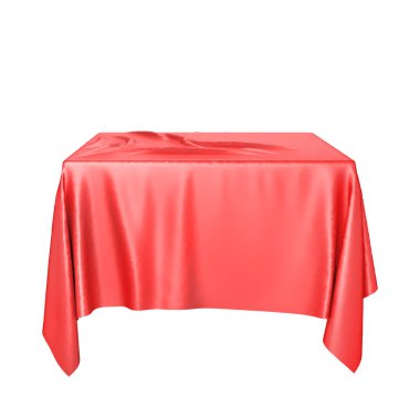 Kumaş üzerinde beyaz izole kare bir kaide üzerinde. 3D çizim