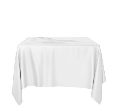 Kumaş üzerinde beyaz izole kare bir kaide üzerinde. 3D çizim