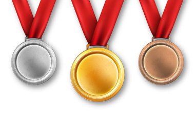 Altın, gümüş ve bronz medals.vector kümesi