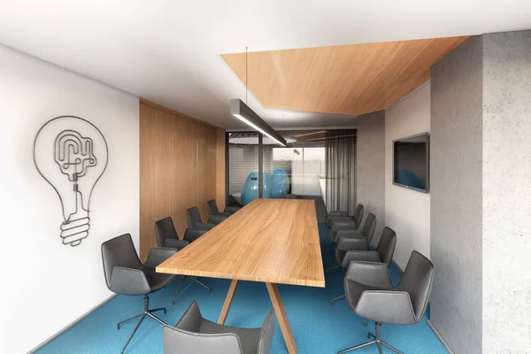 Стіл для переговорів в офісі. 3d ілюстрація — стокове фото