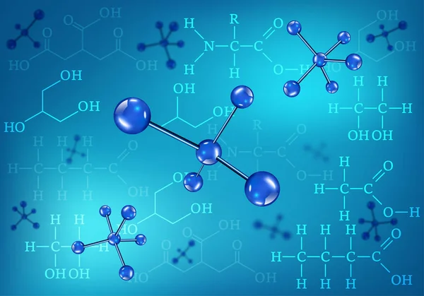 Vektör arka plan. Moleküller ve kimyasal formüller