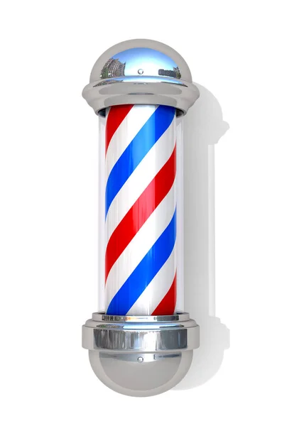 Barbershop pol på en vit bakgrund. 3D illustration. — Stockfoto