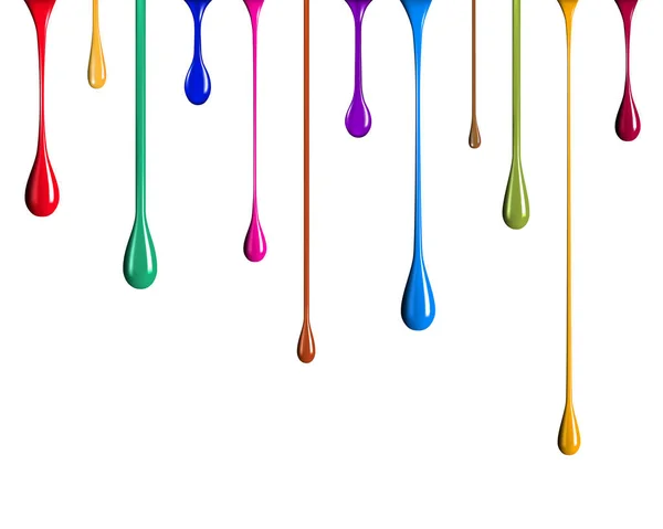 Multicolored paint drips isolated — Stock Photo, Image