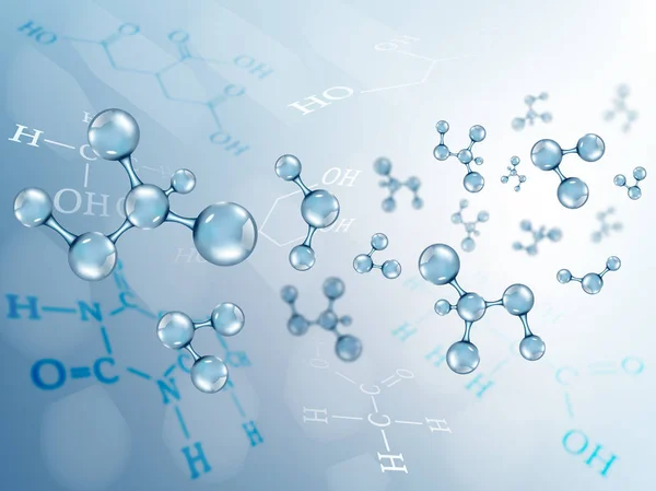 Fundo vetorial. Moléculas e fórmulas químicas — Fotografia de Stock