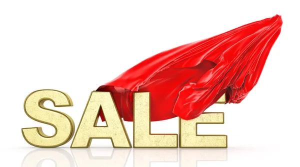 Sale. Red cloth covers sale word. 3d illustration — Stock Photo, Image