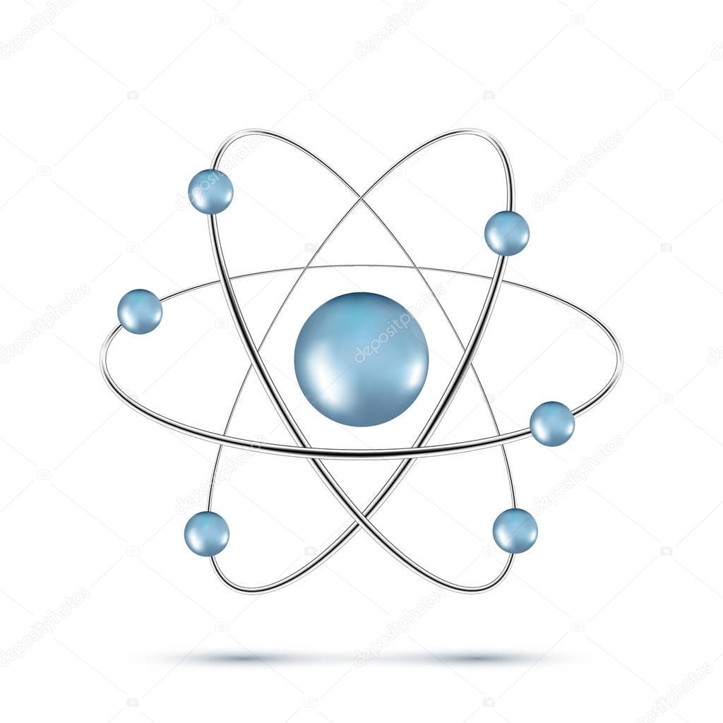 illustration of blue atom molecule isolated on white background