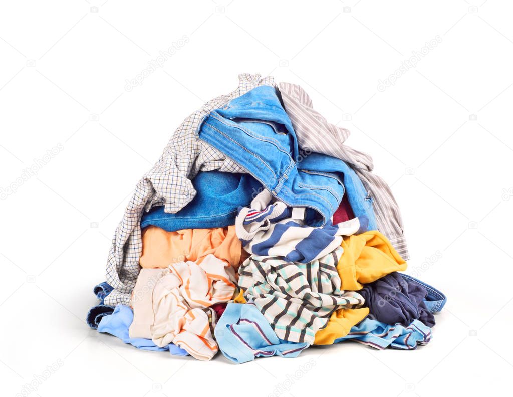 Pile of clothes isolated on white background