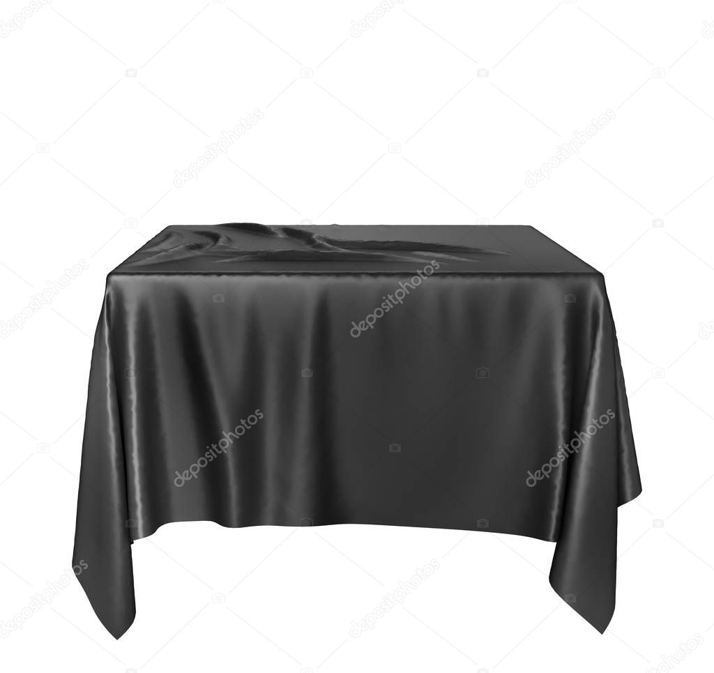 Cloth on a square pedestal isolated on white. 3d illustration