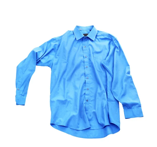 Blanco blauw shirt geïsoleerd op witte achtergrond — Stockfoto