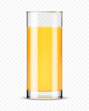 Portakal suyu cam, şeffaf arka plan üzerinde izole