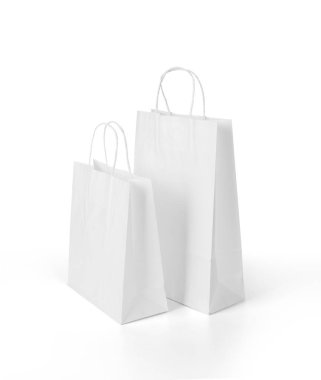 beyaz arkaplanda beyaz kese kağıdı