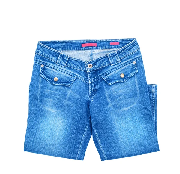 Modré džíny, samostatný bílé pozadí — Stock fotografie