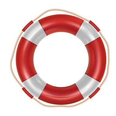 Beyaz arka plan üzerinde izole kırmızı lifebuoy