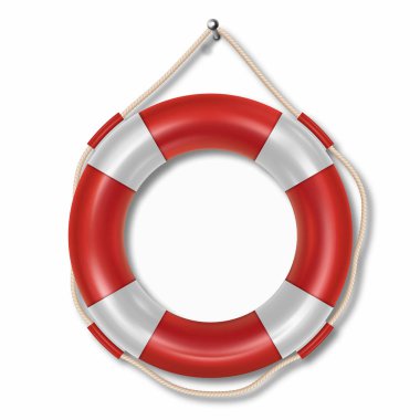 Beyaz arka plan üzerinde izole kırmızı lifebuoy yüzük