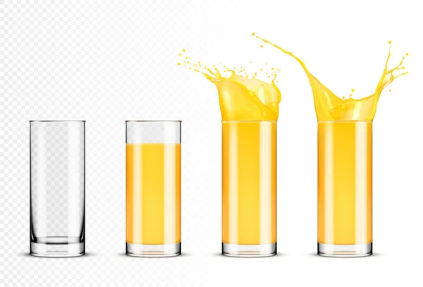 Ensemble de verres de jus d'orange — Image vectorielle