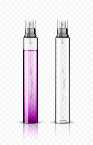 Прозорі пляшки парфумів ізольовані на прозорому фоні — стоковий вектор