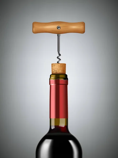 Ouverture bouteille de vin — Image vectorielle