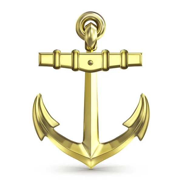 Gold anchor on a white background — Stock Vector