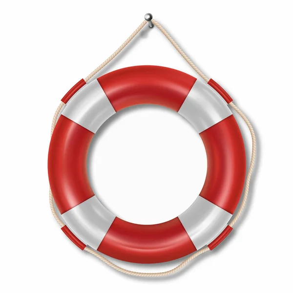 Red lifebuoy ring isolated on white background — Stock Vector