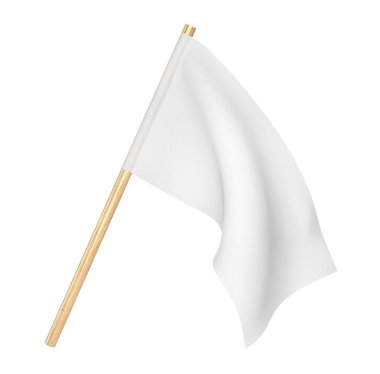 White flag isolated in a white.  3d illustration clipart