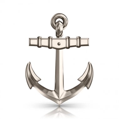 Realistic shiny anchor on white background isolated vector illustration clipart
