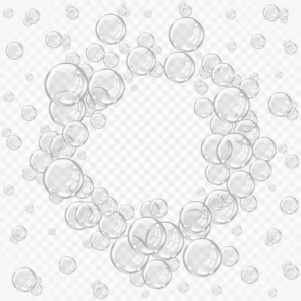 White water bubbles on transparent background vector illustration — Stock Vector